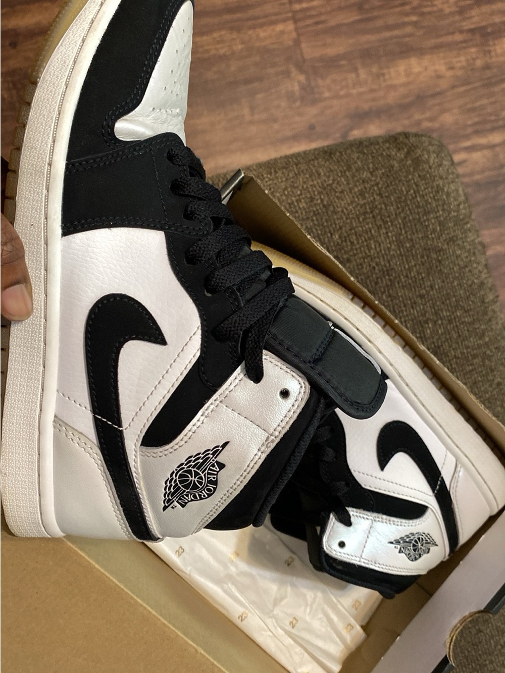Black and White High-Top Athletic Shoes - Men